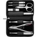 ZWILLING Manicure and Pedicure Set 8-piece Complete Set for Nail Care Travel Size Leather Premium Black