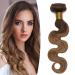 SEGO 22 "Real Hair Tress 1 Bundle Weaven Human Hair Brazilian Extensions Body Wave Virgin 100% unprocecious real hair hair extension medium brown/chestnut brown-1 22" -1 bundle