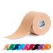 Meglio Kinesiology Tape - Uncut 5 Metre Roll - Therapeutic and Hypoallergenic - For Muscle Support & Sports Injury Recovery - Breathable & Waterproof - Knee Ankle & Wrist - Long Lasting Adhesive Beige