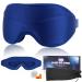 Sleep mask women men eye mask for pressure relief and deep sleep sleeping masks with adjustable headband and earplugs male sleeping glasses comfortably weighs 35 g sleeping mask for travel blue