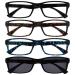 The reading glasses are underway black brown blue readers with black sun reader value 4-pack men women rrrs92-1231 +3.00 +3.00 diopters black / brown / blue +black sun