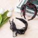PAGOW 2pcs Lip Bow Knotted Headband Set - Solid Colors Gauze Rabbit Ears Hairband for Girls & Women (Black, Red Lips) - Buy Online on GoSupps.com