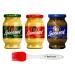 Lwensenf German Mustard Variety Pack (3 Pack) - Extra Hot Mustard 9.3oz (1 Piece) Medium Hot Mustard 9.3oz (1 Piece) Sweet and Spicy Mustard Jar 10.05oz (1 Piece) with Intfeast Silicone Pastry Brush