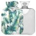 Naanle hot water bottle with cover palm Banana leaves Transparent hot water bottle 2l large hot hot water bottle for menstrual cramps pain relief handfoots heat and cold therapy