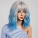 Buy Haircube Short Bob Wig with Bangs - Heat-Resistant Synthetic Fiber in Light Gray Ombre Blue for Party Cosplay & Daily Wear - Buy Online on GoSupps.com