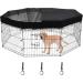 Zuisfau Dog Playpen Mesh Top Cover, Fits 24 Inch 8 Panels Regular Octagon Metal Exercise Pet Playpen, Black, Hooks Connections.