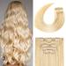 Clip in Hair Extensions 70G Bleach Blonde 100% Remy Human Hair Soft Silky Straight for Fashion Women 7pcs 16clips One Pack (20 Inch #613) 20 Inch Bleach Blonde