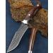 Omesio High quality damask hunting knife Damast steel survival knife outdoor damask knife with vagina Japanese style m- (damast steel) brown