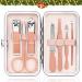Manicure Pedicure Set Stainless Steel Nail Clippers Personal Nail Clipping Tools Portable Travel Grooming Kit with Snap-shut Case Rose Gold
