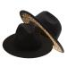 UTOWO Two-Tone Felt-Fedora-Panama-Hats-for-Women-Men, Wide Brim Black & Leopard Patchwork Fedora Jazz Cap Outer Black / Leopard Bottom (1pc) 7 1/4