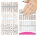 SILPECWEE 5 Sheets Rose Gold Nail Polish Strips Stickers Tips Glitter Flower with 1Pc Nail File Adhesive Full Nail Wraps Manicure Kit No3