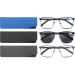 MODFANS 3 Pack Men's Reading Glasses - Blue Light Filter Metal Frame Rectangle Style Stainless Steel - Black Grey Blue +1.75 - Buy Online on GoSupps.com