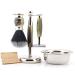 Jag Men's Shaving Set Double Edge Safety Razor Black Synthetic Hair Brush Stand Bowl and Leather Case for Safety Razor