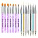 Beautifultracy 14 Pieces Nail Art Brushes Nails Design Brush Pen Nail Art Tips Builder Brush Poly Extension Gel Brush Nail Painting Brush Nylon Brush Pen Set Multi-colored