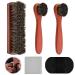 Shoe Brush Set Horsehair Brushes Shoe Cleaning Brush Set:Horse Hair Shoe Brush 3pcs+Plush Polishing Glove 1 Pc.Shoe Polish Brushes Horsehair Bristles Brushes for Boots Shoes Car Seats Sofas
