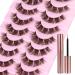 wiwoseo Brown Cluster Lashes Extension Fluffy Strip Eyelashes Brown Lashes Thick Volume Faux Mink Lashes Looks Like Extension 17MM Natural Wispy Fluffy Lashes 10 Pairs False Eyelashes F-17MM-i
