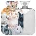 Naanle hot water bottle with cover animal rabbits transparent hot water bottle heat bottle for back pain relief handfoot warmer neck warmth and cold therapy 2l