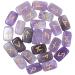 Crocon Amethyst Gemstone Rune stones Rectangle Shape with Elder Futhark Alphabet Engraved 25 pcs Rune Set Crystal Divination Healing Chakra Reiki with a Pouch & Rune brochure Size : 20-25mm Amethyst Rune