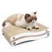 Conlun Cat Scratcher Cat Scratching Pad with Different Scratch Textures Wave Curved / Flat Shape Design Corrugated Cardboard Double-Sided Anti-Slip Durable Cardboard Cat Scratch Pad Medium-Wave White-2 Pack