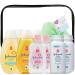 Johnson's Baby Bath Essentials Travel Kit, 9 Piece TSA Approved Travel Size Bottles Toiletries Kit, Baby Shampoo (2) Top to Toe Body Wash (2) Baby Powder (2) Baby Oil (2) Bonus Loofah Included