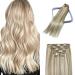 18In Clip In Hair Extensions Ash Blonde with Bleach Blonde 8A Grade Long Straight Smooth Human Hair Double Weft 100% Real Remy Hair Extension Full Head 70g7PCS(18In#18p613) 18 Inch #18p613-Ash Blonde with Bleach Blonde
