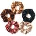 Silvr Bear Luxury Satin Scrunchies SAME 10 COLORS AS PIC Anti-Hair-Breakage Hair Ties Scrunchies Set for Girls Women Best gift for Sister Friend Mom (Earthy Shades)