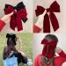 Kioiner 2 Pcs Large Bow Hair Clips Black Red Velvet Bows Barrettes French Bowknot Hair Clips Metal Hair Clips with Long Tail for Girls Women Ladies - Buy Online on GoSupps.com