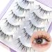 Manga Lashes Clear Band Spiky Anime Lashes Wispy Strip 3D False Eyelashes Natural Look Korean Japanese Asian Cosplay Doll Fake Eyelashes that Look Like Individual Clusters 5 Pack 003