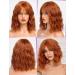 Wokestar Bob Curly Wig with Fringe - 12 inch Red Ginger Short Synthetic Wavy Wig for Women - Buy Online on GoSupps.com