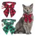ADOGGYGO Christmas Cat Collars Breakaway with Stylish Bowtie, 2 Pack Red Green Plaid Christmas Kitten Collar with Bell Removable Bow Cat Christmas Collar for Cats Kittens