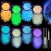 Holographic Chunky Glitter Glow in The Dark Glitter 8 Colors with Glue Set 2 Body Glitter Glow Glitter for Women Face Body Nail Hair Makeup at The Concert/Festival/Rave Party
