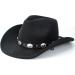 Classic Black Western Cowboy Hat with Buckle Belt - Unisex Fedora Hat - Medium - Buy Online on GoSupps.com