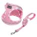 Doramio dog harness Small dogs with a leash step-in dishes reflective breathable breathable breast dishes anti train safety dishes cat dishes for small dogs cats (pink s) s rosa