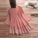 Angxiwan Plus Size Pink V Neck Button Blouse | 3/4 Sleeve Lace Hem Tunic Top XXL - Buy Online on GoSupps.com
