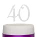40 Cake Topper for 40th Birthday or Anniversary Party Supplies and Decoration Ideas (Silver)