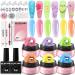 Morovan Solid Builder Gel for Nails - 6 Colors Solid Builder Gel Nail Kit Non Sticky Builder Gel For Nails Extension and 3D Structure Gel for Solid Builder Nail Gel with Base Coat Top Coat Glitter Powder Rhinestones