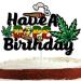 Weed Cake Topper for Adult Birthday Leaves Theme Party Supplies Glitter Peace Love Music Hippie 70s 60s Cake Decorations