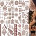 12 Sheets Brown Henna Tattoo Kit Stencil  Waterproof Henna Temporary Stickers Henna Tattoo Stickers for Body Art (Brown-12pcs)