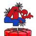 Spider 4th Birthday Cake Topper Spider Cartoon Movie Themed Happy 4s Birthday Cake Decorations for Men Boy Children Four Bday Party Supplies Double Sided Glitter Black Décor