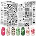 Danneasy nail stamp plate 6 pieces nail stamp nail stencil butterfly natural plant stamp plates for nail nail design kit manicure template set (natural series) natural series