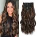 Fliace Clip in Hair Extensions, Highlight balayage dark brown Hair Extensions, 6 PCS Hairpieces, Natural & Blends Well Hair Extensions (20inch, 6pcs, Dark roasted coffee & Caraamel brown) 20 Inch ( 6 PCS ) Dark roasted coffee&Caraamel brown