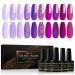 Shining She Gel Nail Polish Set 10 Colors Purple Rose White Shimmer Glitter Gel Polish Kit Soak-Off UV/LED Nail Polish Gel Gift for Nail Art Salon DIY Home 8ML