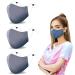 Breathable Gray Cool Moisture Wicking Face Masks, Washable, Lightweight, Reusable Comfort Fashion Sport for Women Men Teens 3 pack