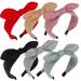 Wecoe 6 Pack Bow Headbands For Women Cute Knotted Headband Fashion Wide Headbands Girls Headband Solid Color Plain Headbands Hair Bands Hair Accessories For Women Girls Gifts (Set 2)