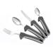 Special Supplies Adaptive Utensils (4-Piece Kitchen Set) Wide, Weighted, Non-Slip Handles for Hand Tremors, Arthritis, Parkinsons or Elderly Use, Stainless Steel Knife, Fork, Spoons (Gray Striped)