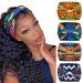 Huachi Wide Headbands for Women Boho Workout Head Bands for Women s Hair African Knotted Non Slip Headwrap Turban Sport Yoga Girls Bandeau Hair Accessories (Pack of 4) Printed 1
