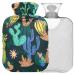 NAANLE hot water bottle with reference hand-drawn cactus transparent hot water bottle 1l warm stitching bag for menstrual cramps pain relief handfoots heat and cold therapy