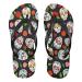 Mnsruu Day of the Dead Flip-Flops with a skull motif floral pressure for home hotel spa bedroom travel s Small multi-colored