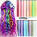 Comkrivy 27 Pieces Coloured Hair Extensions 26 Colours Clip-in Hair Strands with Comb 55 cm Straight Colourful Synthetic Hair Pieces for Women Kids Girls Party Highlights Festival Decoration
