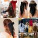 2 Pcs Big Hair bow Hair Bows for Women Bow Hair Clip Elegant Solid Color French Barrette Bows For Hair With Long Silky Satin Hair Barrettes Accessories Bow Hair Clips for Women Girl(Black+Red) - Buy Online on GoSupps.com